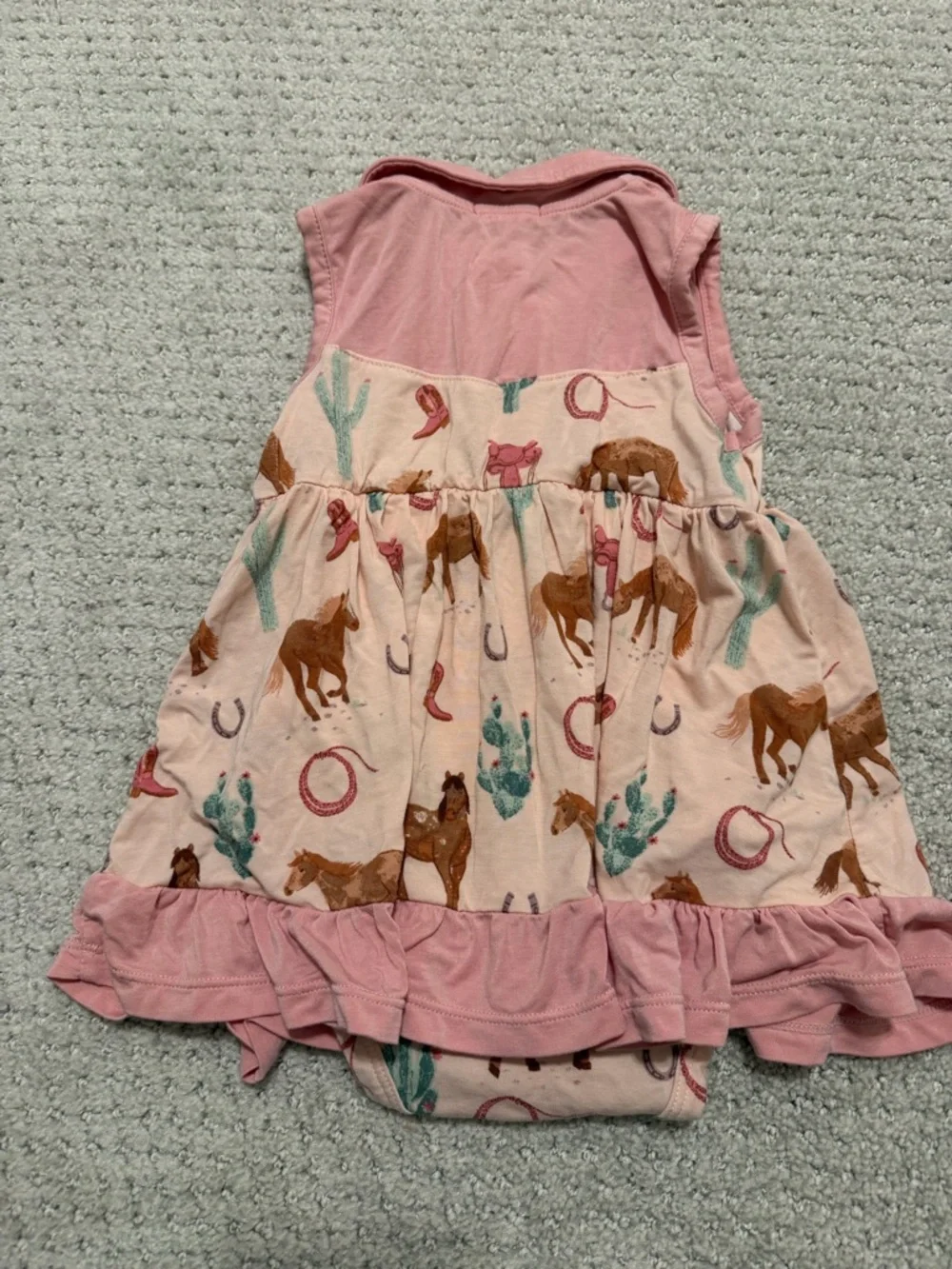 Angel Dear Pink Cowboy Bodysuit Dress Western Horses - 12 Mo